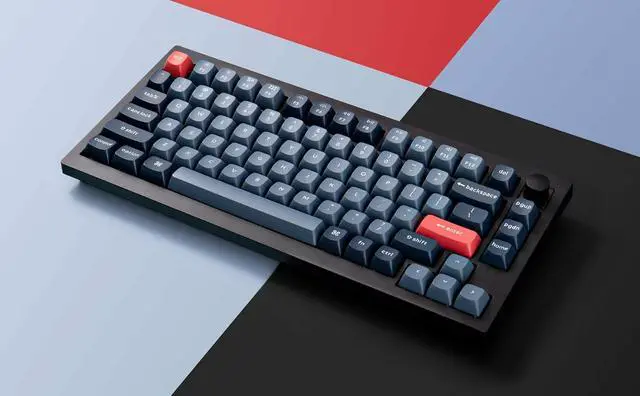 Alt view image 3 of 7 - Keychron V1 Max Hotswap Wireless Mechanical Keyboard|RGB|ABS Plastic Frame|Carbon Black|with Knob|Gateron Jupiter Red|75% Layout (84 Keys)|Windows Mac OS (V1M-D1)