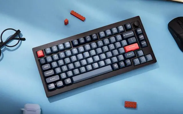 Alt view image 6 of 7 - Keychron V1 Max Hotswap Wireless Mechanical Keyboard|RGB|ABS Plastic Frame|Carbon Black|with Knob|Gateron Jupiter Red|75% Layout (84 Keys)|Windows Mac OS (V1M-D1)