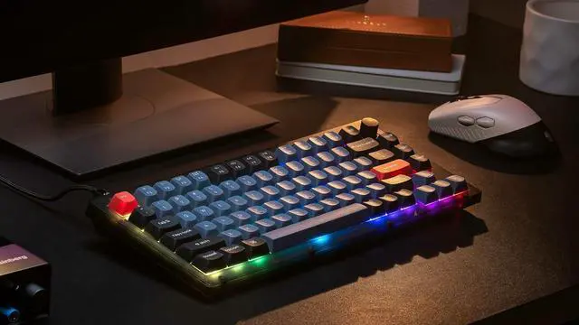 Alt view image 7 of 7 - Keychron V1 Max Hotswap Wireless Mechanical Keyboard|RGB|ABS Plastic Frame|Carbon Black|with Knob|Gateron Jupiter Red|75% Layout (84 Keys)|Windows Mac OS (V1M-D1)