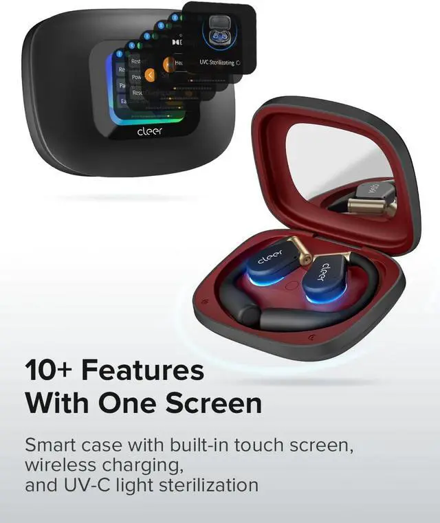 Alt view image 4 of 7 - ARC 3 Sports Pro Open Ear Headphones - Dolby Audio, Snapdragon Sound True Wireless Earbuds,40Hr Battery, Bluetooth 5.4, IPX7,Heart Rate Tracking,Wireless Charging Smart Case, Comfort Fit, Black