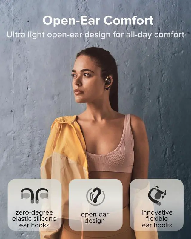 Alt view image 5 of 7 - ARC 3 Sports Pro Open Ear Headphones - Dolby Audio, Snapdragon Sound True Wireless Earbuds,40Hr Battery, Bluetooth 5.4, IPX7,Heart Rate Tracking,Wireless Charging Smart Case, Comfort Fit, Black