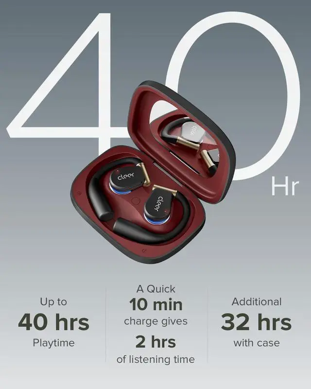 Alt view image 7 of 7 - ARC 3 Sports Pro Open Ear Headphones - Dolby Audio, Snapdragon Sound True Wireless Earbuds,40Hr Battery, Bluetooth 5.4, IPX7,Heart Rate Tracking,Wireless Charging Smart Case, Comfort Fit, Black