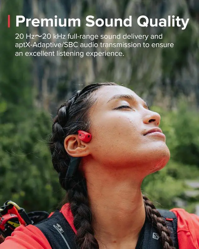 Alt view image 3 of 7 - SUUNTO Wing Open-Ear Bone Conduction Headphone, Bluetooth Sports Earphone with Head Movement Control, Built-in Dual-Mic, IP67 Waterproof, Safety LED Lights, Up to 30H Playtime w/Charging Stand, Black