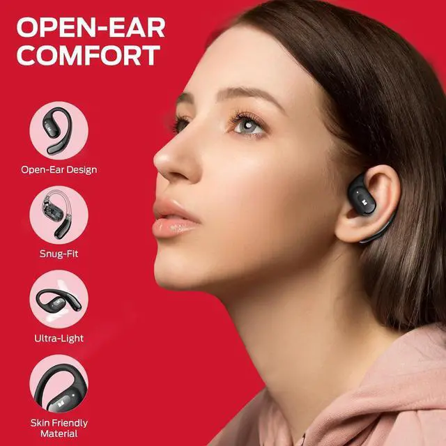 Alt view image 3 of 7 - Monster Open Ear AC317 Headphones, Wireless Earbuds with Stereo Sound, 24H Playback, Bluetooth 5.4, Crystal Clear Calls, Type-C Charging, Touch Control, Sweat Resistant Open Ear Earbuds for Sports