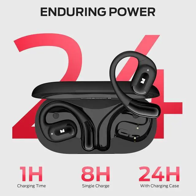 Alt view image 5 of 7 - Monster Open Ear AC317 Headphones, Wireless Earbuds with Stereo Sound, 24H Playback, Bluetooth 5.4, Crystal Clear Calls, Type-C Charging, Touch Control, Sweat Resistant Open Ear Earbuds for Sports