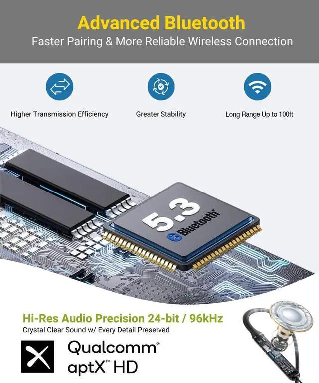 Alt view image 5 of 7 - HomeSpot Wireless Neckband Headphones, Noise Reduction 27dB NRR, aptX HD, 3 EQ Modes, 40H Battery Life, OSHA Compliant