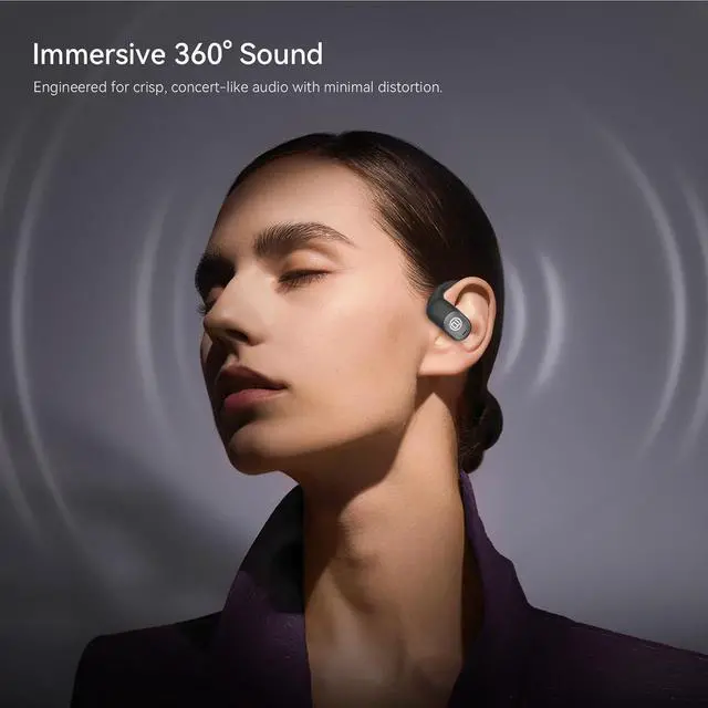 Alt view image 4 of 6 - BUGANI 2025 Bluetooth 5.4 Open Ear Headphone with Dual-Mic ENC Wireless Earbuds,360 Head-Tracking Spatial Audio, 75HRS Playtime,IPX5 Water Resistance for Sport and Workout