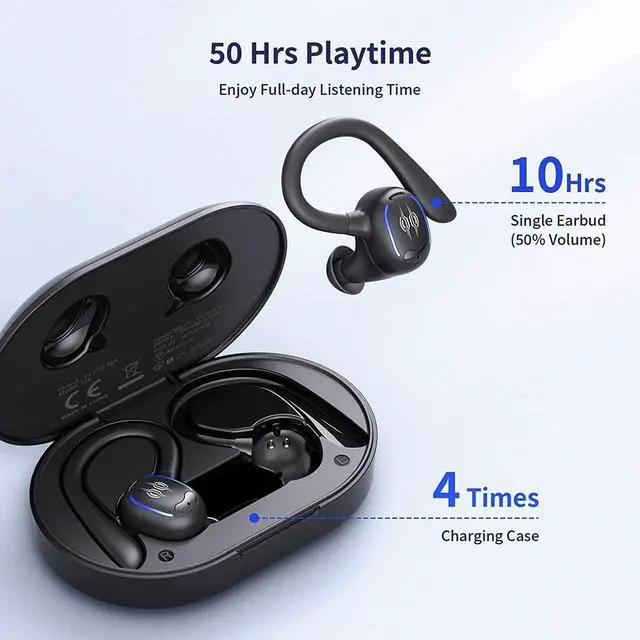 Alt view image 5 of 7 - Wireless Ear-Hook TWS Earphones Bluetooth Earbuds Over The Ear Headphones Compatible with OnePlus Pad 3 (2025), True Stereo Charging Case Hands-Free Mic Headset