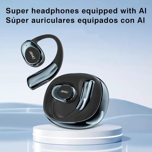Alt view image 3 of 6 - ZIHNIC S09A Wireless 4-Mode Translation Earphones - Real-Time Language Translation, Comfortable Ear Hooks, IPX5 Waterproof, Compatible with Phone, Android Phone-Black