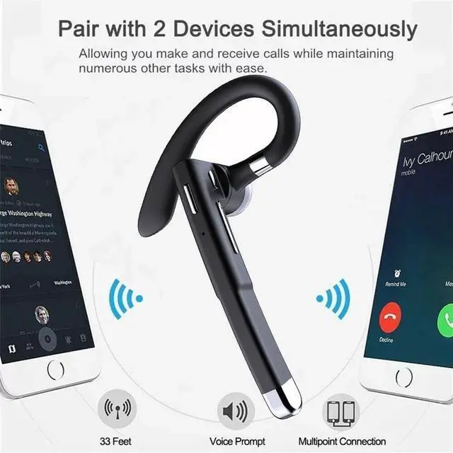 Alt view image 6 of 7 - Wireless Earphone Ear-Hook Headphone Boom Mic Compatible with Samsung Galaxy Z Flip7/Z Flip7 FE, Handsfree Single Headset Over The Ear Earbud