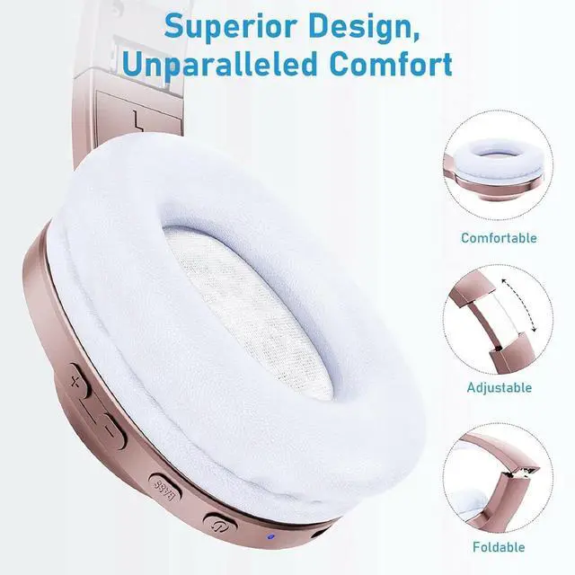 Alt view image 4 of 6 - Wireless Headphones Foldable Headset Compatible with Samsung Galaxy Tab Active5 Pro/XCover7 Pro, w Mic Hands-Free Earphones Earbuds Over Ear