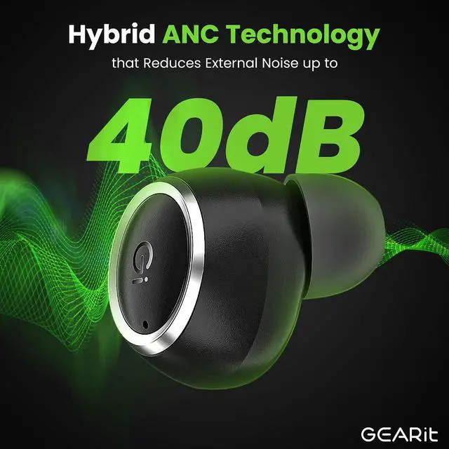 Alt view image 3 of 7 - True Wireless Bluetooth Earbuds Compatible with iPhone Android - 22H Playtime Earpods w/Active Noise Cancellation Up to 98.5% - HD Sound Clarity Smart Touch Control - 5.4 Bluetooth Ear Buds