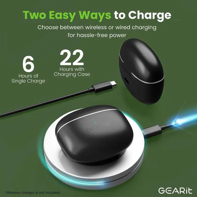Alt view image 6 of 7 - True Wireless Bluetooth Earbuds Compatible with iPhone Android - 22H Playtime Earpods w/Active Noise Cancellation Up to 98.5% - HD Sound Clarity Smart Touch Control - 5.4 Bluetooth Ear Buds