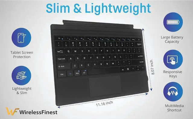 Alt view image 4 of 7 - Keyboard Replacement Type Cover Trackpad Mouse for Microsoft Surface Pro 7+ 7 Pro 6 Pro 5 Pro 4 Pro 3 Ergonomic Portable Slim Wireless Bluetooth Rechargeable