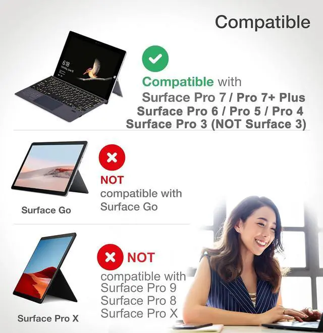 Alt view image 6 of 7 - Keyboard Replacement Type Cover Trackpad Mouse for Microsoft Surface Pro 7+ 7 Pro 6 Pro 5 Pro 4 Pro 3 Ergonomic Portable Slim Wireless Bluetooth Rechargeable