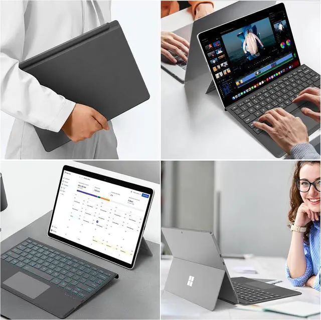 Alt view image 7 of 7 - for Microsoft Surface Pro 11/10/9/8/X Keyboard, Bluetooth Wireless Magnetic Keyboard with Palm Rejection Touchpad, Rechargeable Battery, 7-Color Backlit, Pen Holder for Surface Pro 13inch