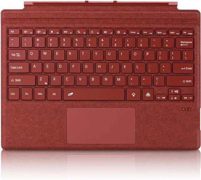 Main image of Keyboard Type Cover for Microsoft Surface Pro 7+ Pro 7 Pro 6 Pro 5 Pro4 Pro3, 12.3 inch, Ultra-Slim Bluetooth Multi-Touchpad Mouse Rechargeable, 7-Color LED Backlit (Poppy Red with Backlit)
