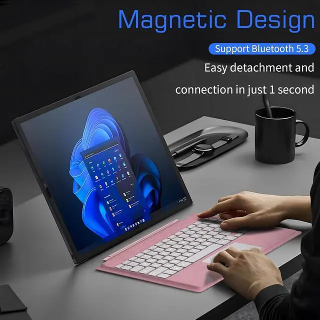 Alt view image 2 of 7 - Junfire Detachable Keyboard for Microsoft Surface Pro 7 Plus/Pro7/6/5/4/3  7-Color Backlit Wireless Keyboard with Touchpad, 14 Shortcut Keys, 30H Battery  Magnetic & Slim Design, Pink