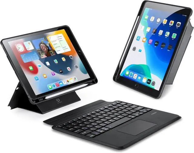 Alt view image 3 of 4 - DUX DUCIS iPad 9th Generation Case with Keyboard 8th/7th Gen/iPad Pro 10.5 / iPad Air 3, Multi-Touch Trackpad and Pencil Holder, 7 Color Backlit Wireless Detachable Magnetic Folio Cover (Black)