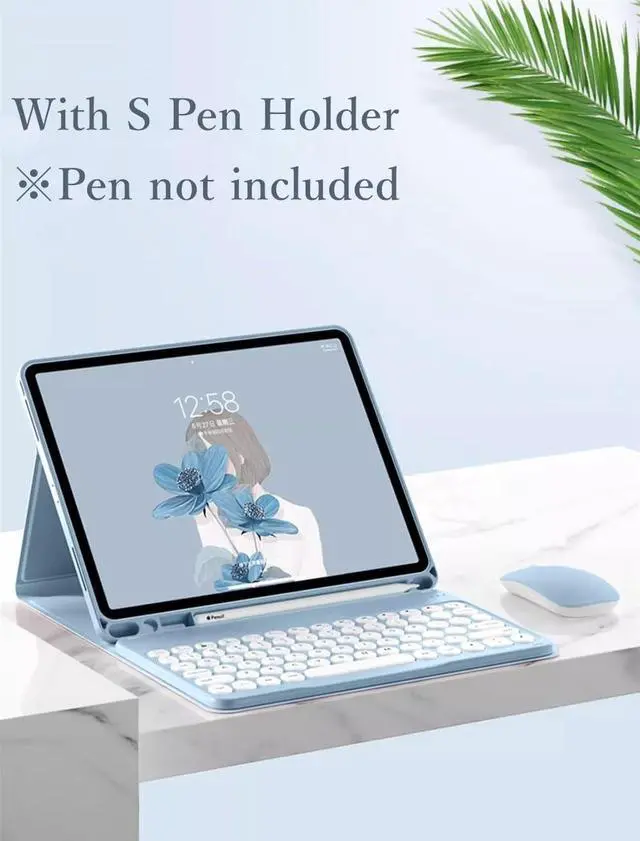 Alt view image 7 of 7 - Keyboard Case for Galaxy Tab A9+ 11 inch with Keyboard and Bluetooth Mouse, Detachable Candy Color Keyboard Cover Round Key, Purple