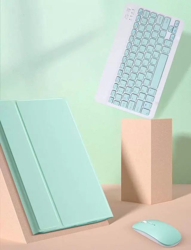 Alt view image 6 of 7 - Keyboard Case Mouse for iPad A16 11th Gen 2025,iPad 10th Generation 10.9 inch 2022 Detachable Cute Color Keyboard Case with Pencil Holder,Mist Blue