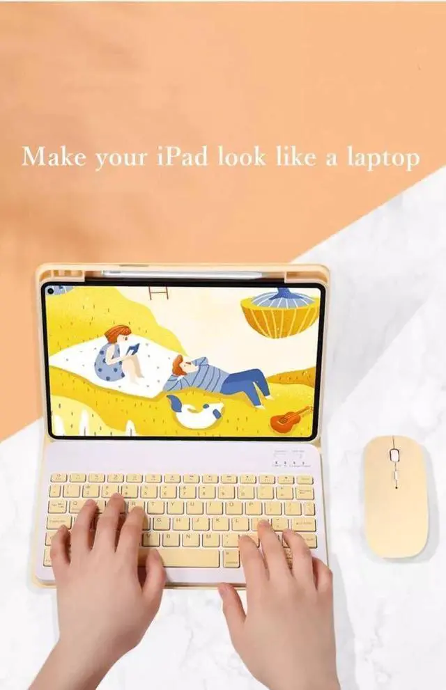 Alt view image 7 of 7 - Keyboard Case Mouse for iPad A16 11th Gen 2025,iPad 10th Generation 10.9 inch 2022 Detachable Cute Color Keyboard Case with Pencil Holder,Mist Blue
