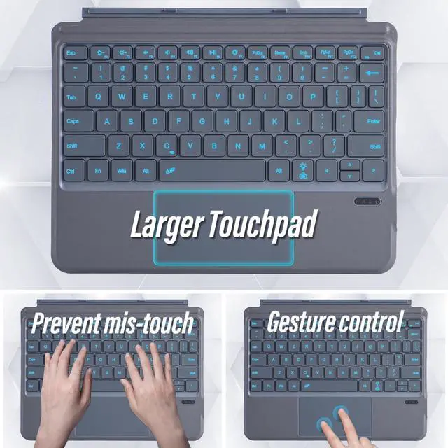 Alt view image 7 of 7 - Backlit Keyboard for Surface Go 4/3/2/1, 7 Colors Font Backlight Detachable Wireless Type Cover With Trackpad Compatible With Microsoft Surface Go 4 2023 / 3 2021 / 2 2020 / 2018