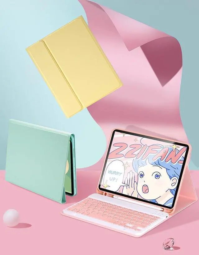 Alt view image 7 of 7 - Keyboard Case Mouse for Fire HD 10 / Fire HD 10 Plus 2023/2021 Release 13th/11th Generation Keyboard Case Detachable Bluetooth Candy Color KeyboardPink