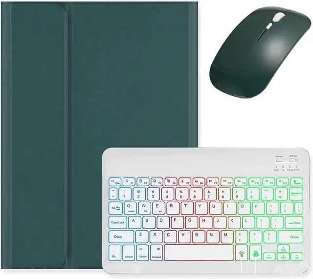 Main image of Backlit Keyboard for Galaxy Tab S9 FE+ 12.4/ Tab S10+ / Tab S9+ /S8+/S7+/S7 FE 12.4 inch Case with Mouse and Magnetic Detachable Backlight Color Keyboard,Dark Green+White