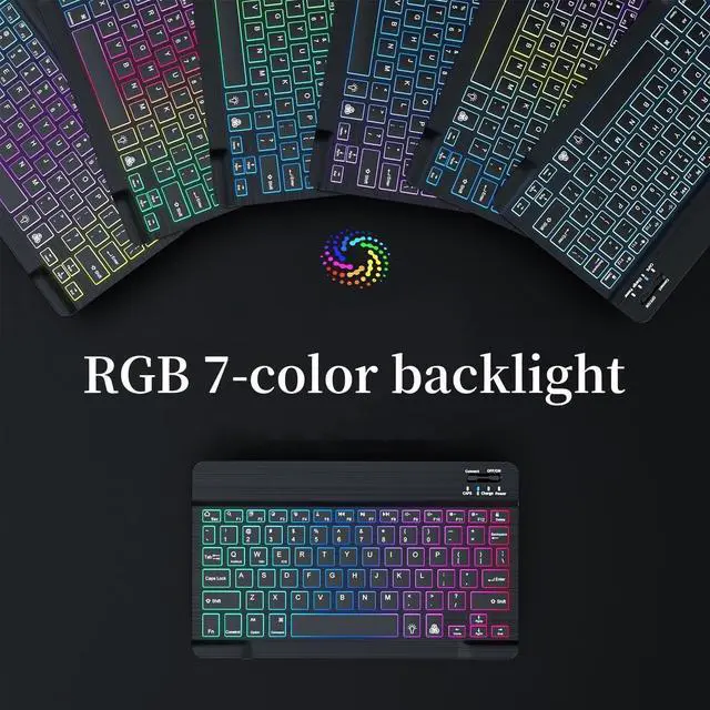 Alt view image 3 of 7 - Backlit Keyboard Case for Galaxy Tab A9+ Plus 11 inch Case with Keyboard Backlight Detachable Keyboard Cute Candy Color Case,MintGreen+White