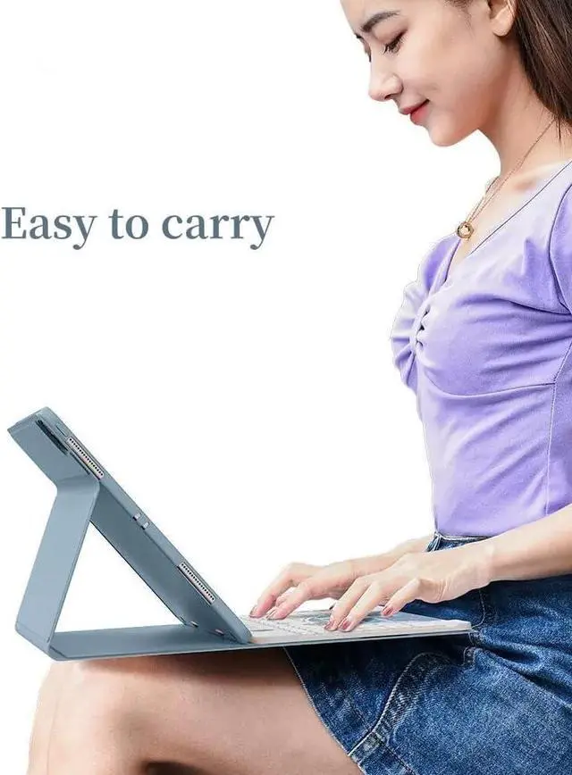 Alt view image 7 of 7 - Backlit Keyboard for Galaxy Tab S10 FE / S9 FE 10.9 inch, Tab S9/S8/S7 11" Case with Mouse and Detachable RGB Colorful Backlight Color Keyboard Case,Mist Blue+White