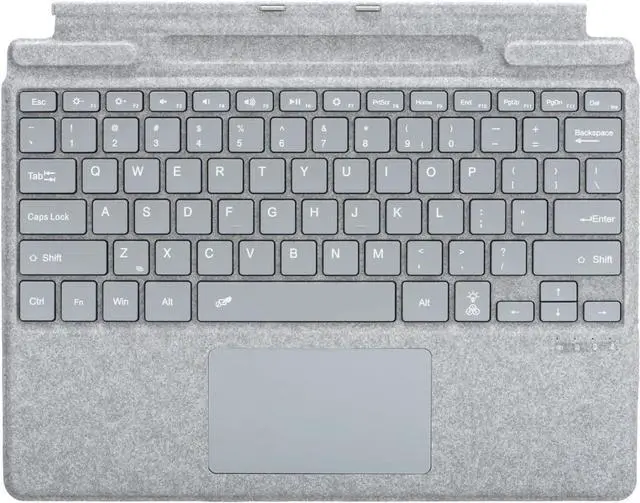 Main image of Keyboard for Microsoft Surface Pro Copilot+ (11th Edition) / Pro 11 / Pro 10 / Pro 9 / Pro 8 / Pro X, 13 inch, Detachable Type Cover with Touchpad, 7-Color Backlit & Pen Holder (Light Grey)