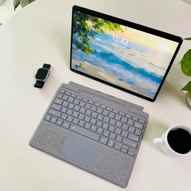 Alt view image 6 of 6 - Keyboard for Microsoft Surface Pro Copilot+ (11th Edition) / Pro 11 / Pro 10 / Pro 9 / Pro 8 / Pro X, 13 inch, Detachable Type Cover with Touchpad, 7-Color Backlit & Pen Holder (Light Grey)