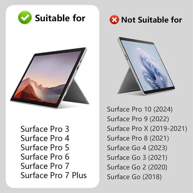 Alt view image 2 of 7 - Detachable Magnetic Keyboard Type Cover Replacement for Microsoft Surface Pro 7+/Pro 7/Pro 6/Pro 5/Pro 4/Pro 3 Bluetooth 5.3 Wireless Keyboard with Trackpad (Without Backlit)