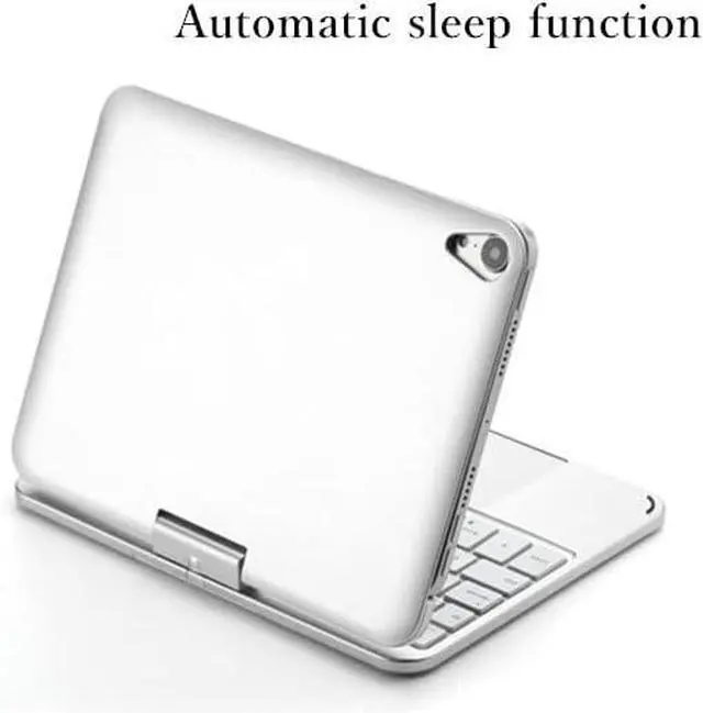 Alt view image 6 of 7 - Magnetic 360 Rotating iPad Mini A17 Pro 2024/ iPad Mini 6 Keyboard Case Touchpad 7 Colors Backlit Keyboard Rotatable Slim Folio Keyboard Cover (Silver)