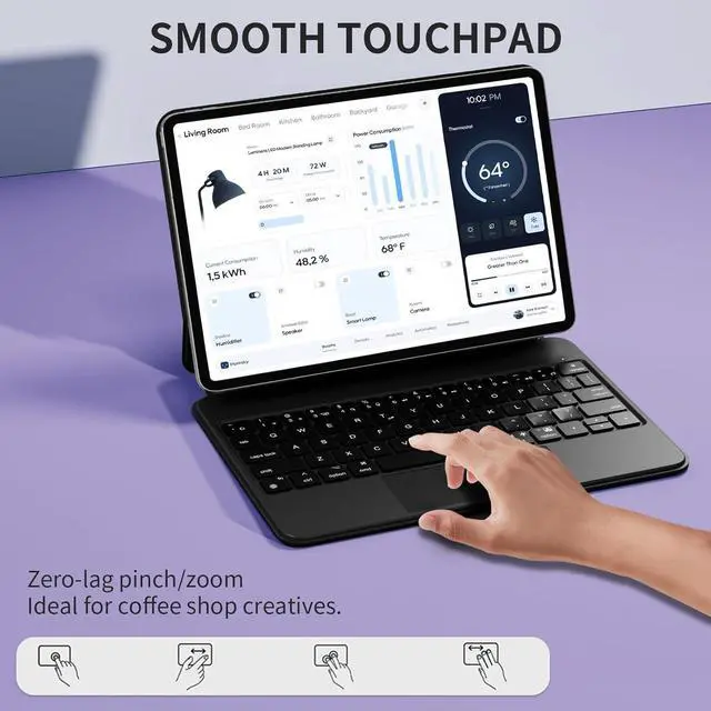 Alt view image 5 of 7 - Magic Keyboard Case for iPad Air 11'' M2 2024 & iPad Pro 11'' 1st-4th Gen  Slim 1.28lbs Magnetic Trackpad Keyboard with 7-Color Backlight & 135° Floating Stand for iPad Air 10.9'' 4th/5th Gen