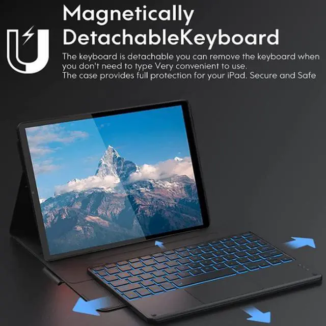 Alt view image 3 of 7 - Backlit Touchpad Keyboard Case for Xiaomi Redmi Pad SE 11 inch 2023, Backlit Wireless Trackpad Keyboard with Leather Stand Cover Case for Xiaomi Redmi Pad case 11 inch Tablet, Black