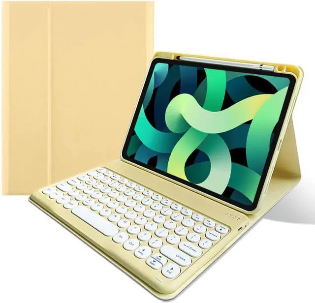 Alt view image 2 of 7 - Keyboard Case for iPad Pro 11 inch M4 Keyboard Case with Mouse Cute Round Keys Detachable Bluetooth Keyboard Slim Smart Cover Supports Pencil Charging,Yellow