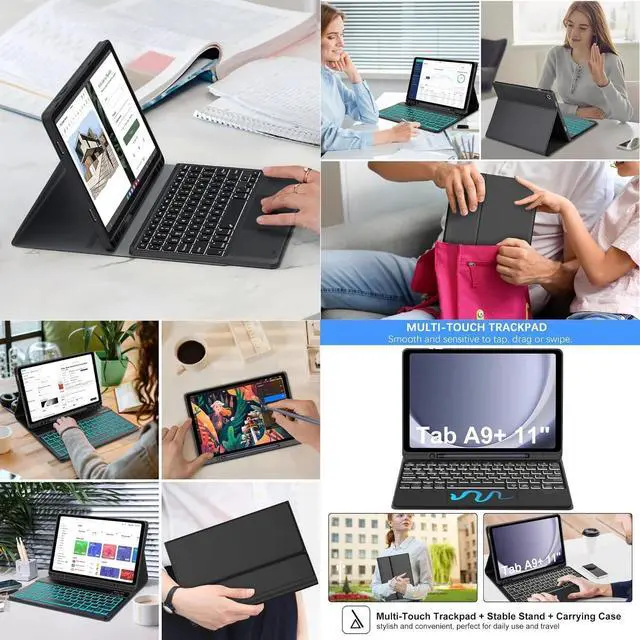Alt view image 7 of 7 - Keyboard Case for Oppo Pad SE 11inch 2025 Tablet, Wireless Bluetooth Keyboard, Soft Silicone Edge Protective Case with Stand, 2025 New Model (Black,Backlit TouchPad+Mouse)