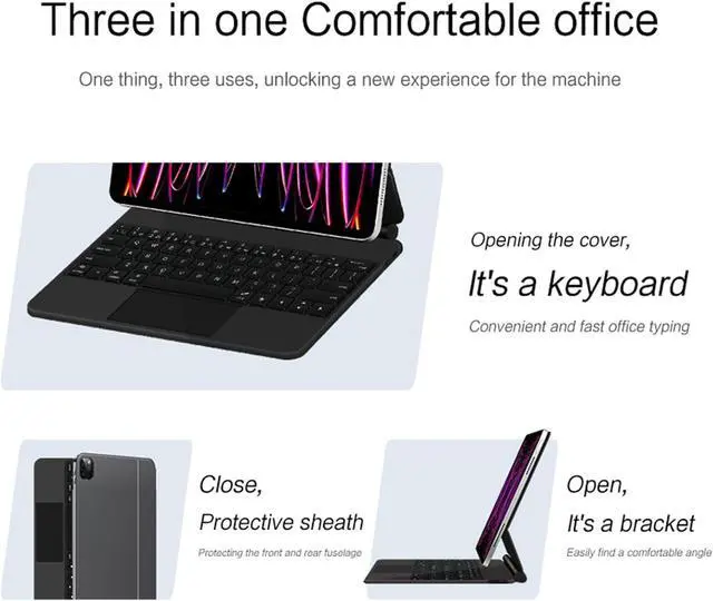 Alt view image 7 of 7 - Keyboard Case for iPad Pro 11-inch (Released2018/2020/2021/2022), Magic - Style Keyboard with Multi - Touch Trackpad  Floating Cantilever Stand  Magnetic Case - Free Mouse