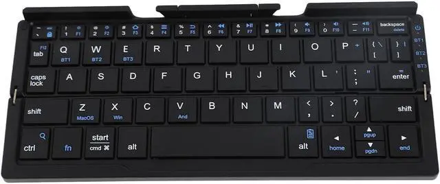 Alt view image 4 of 7 - FOSA Folding Bluetooth Keyboard, Portable Pocket Foldable Mini Keyboard with Aluminum Alloy Housing for Tablets & Phones (Black Gray)