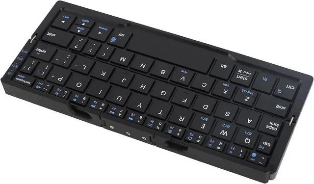 Alt view image 7 of 7 - FOSA Folding Bluetooth Keyboard, Portable Pocket Foldable Mini Keyboard with Aluminum Alloy Housing for Tablets & Phones (Black Gray)