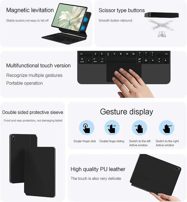 Alt view image 7 of 7 - Keyboard Case for Xiaomi Pad 7/7 Pro 11.2inch, Magic - Style Keyboard with Multi - Touch Trackpad  Floating Cantilever Stand  Magnetic Case - Free Mouse