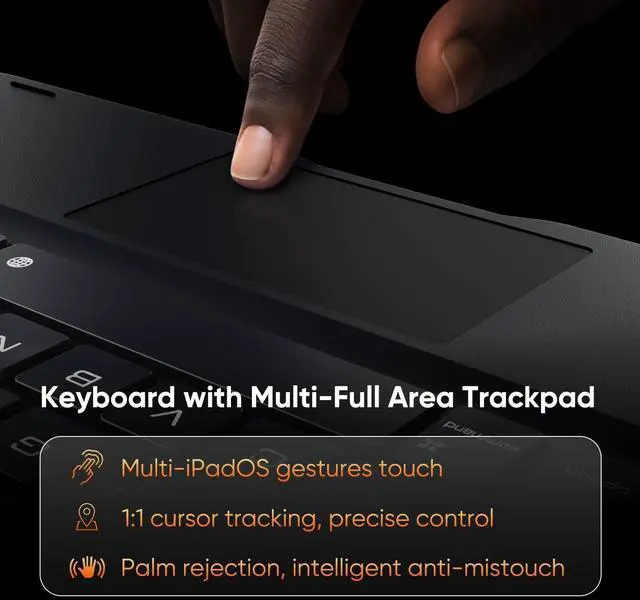Alt view image 4 of 6 - for iPad 11th(A16/2025)/10th Gen Case with Keyboard, 360° Rotatable Keyboard Case with Touch trackpad,7 Colors Backlight Pencil Holder Protection Black