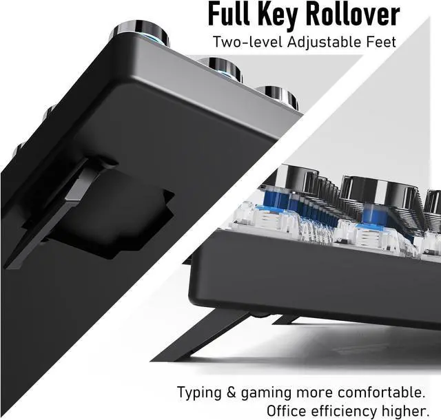 Alt view image 7 of 7 - EWEADN TK100 Typewriter Keyboard Wired Mechanical Keyboard, 104 Keys Aesthetic Typewriter Keyboards with White Backlit, Anti-Ghosting, Blue Switch Wired Cute Keyboards-Black