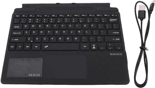Alt view image 6 of 7 - CHEOTIME Wireless 7 Color Backlit Multimedia Keyboard, Bluetooth Wireless Touchpad Keyboard PU Leather and ABS Materials Designed for Pro Series Tablets (Black)