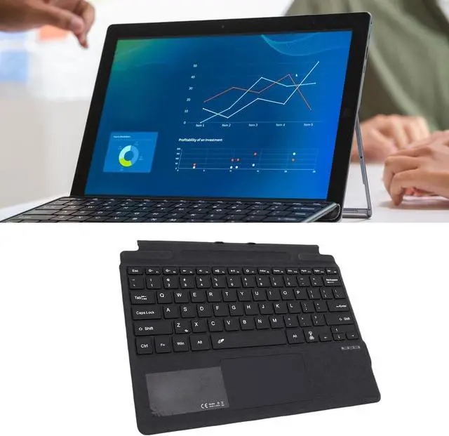 Alt view image 5 of 7 - CHEOTIME Wireless 7 Color Backlit Multimedia Keyboard, Bluetooth Wireless Touchpad Keyboard PU Leather and ABS Materials Designed for Pro Series Tablets (Black)