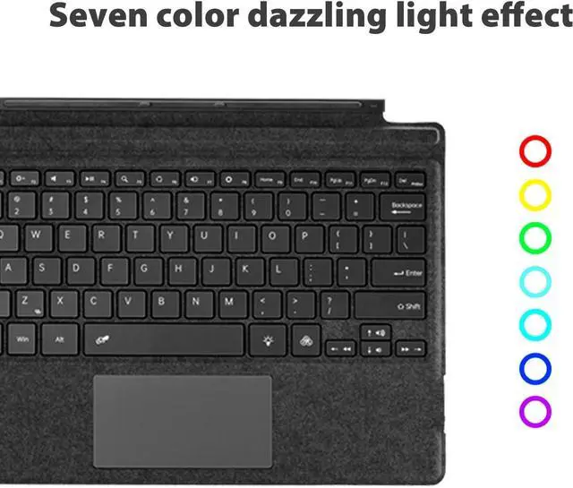 Alt view image 3 of 7 - PUSOKEI Sur face Pro Keyboard, Wireless Type Cover for Sur face Pro 3/4/5/6/7/7+, Ultra Slim Magnetic Bluetooth Keyboard with 7 Color Backlit, Touchpad, Rechargeable Battery (Black)