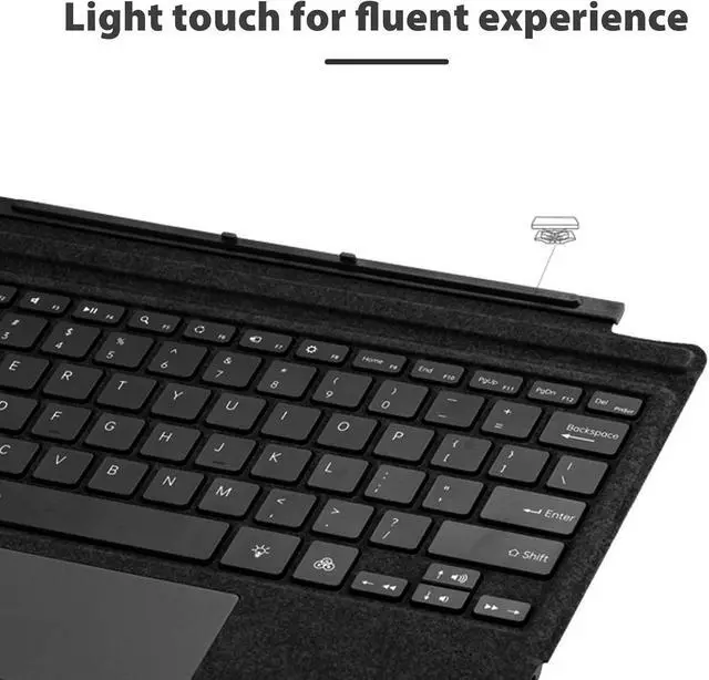 Alt view image 4 of 7 - PUSOKEI Sur face Pro Keyboard, Wireless Type Cover for Sur face Pro 3/4/5/6/7/7+, Ultra Slim Magnetic Bluetooth Keyboard with 7 Color Backlit, Touchpad, Rechargeable Battery (Black)
