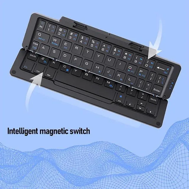 Alt view image 5 of 7 - Wireless BT Keyboard Folding Keyboard with Scissor Keys for Silent Typing Magnetic Stand 60 Days Standby Compact Layout